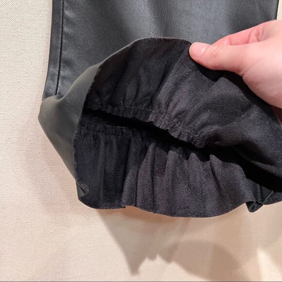 Zara Black Leather Ruffle Hem Pants - Picture 6 of 11